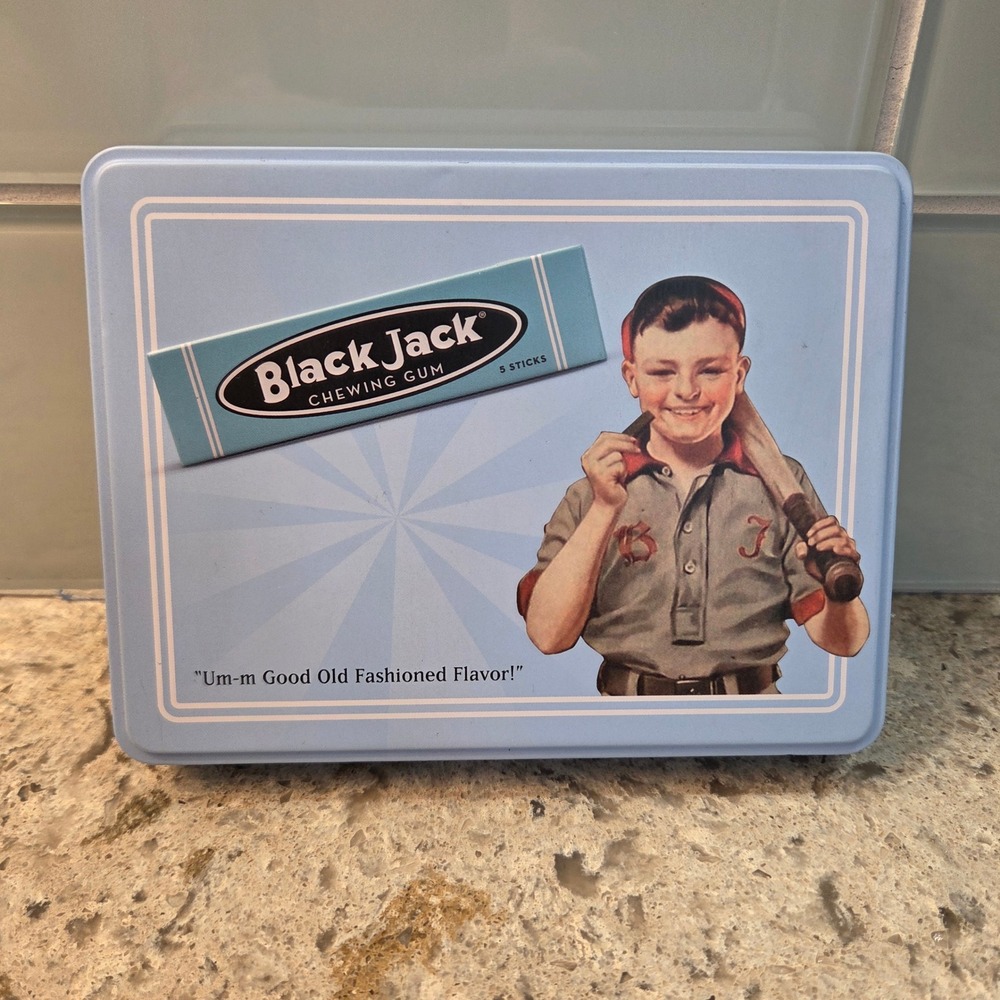 Black Jack Chewing Gum Collectible Tin 10 Packs Licorice Flavor Gerrit's Brands